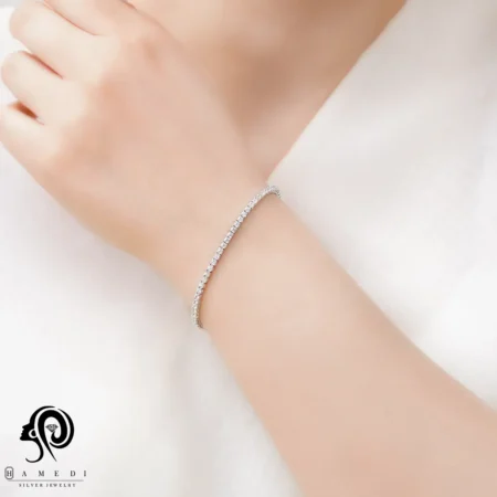 دستبند تنیسی نقره زنانه سایز نگین 2 مدل BE R3