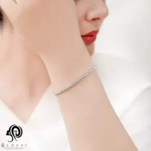 دستبند تنیسی نقره زنانه سایز نگین 2 مدل BE R3