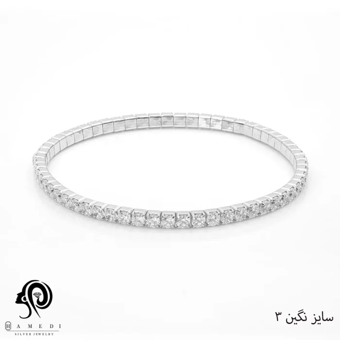 دستبند نقره زنانه تنیسی کشی مدل BEG R1