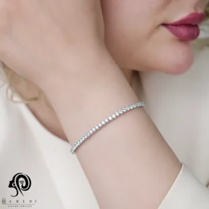 دستبند نقره زنانه تنیسی کشی مدل BEG R1