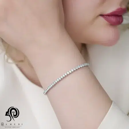 دستبند نقره زنانه تنیسی کشی مدل BEG R1