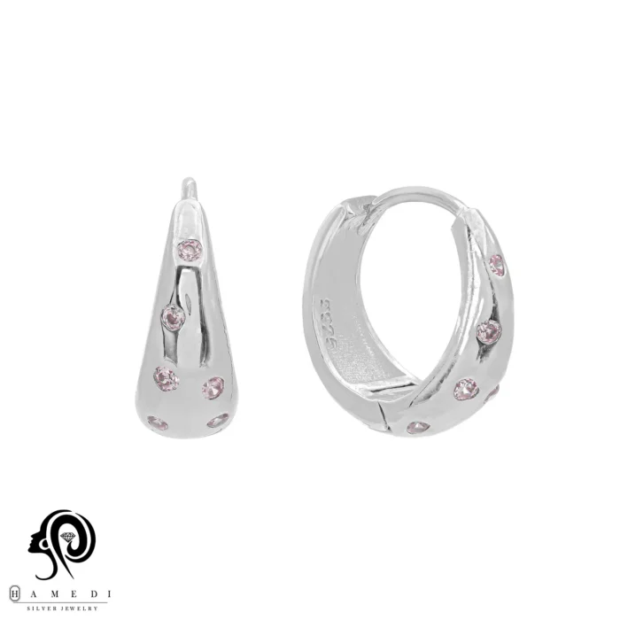 گوشواره نقره زنانه حلقه ساده مدل EE B117