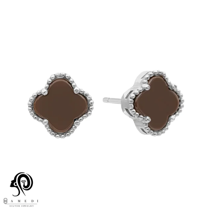 گوشواره نقره زنانه ونکلیف میخی مدل EE C7