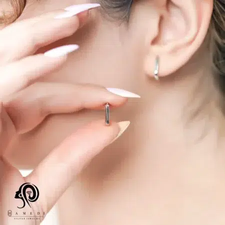 گوشواره نقره زنانه ایتالیایی ساده مدل EE T17