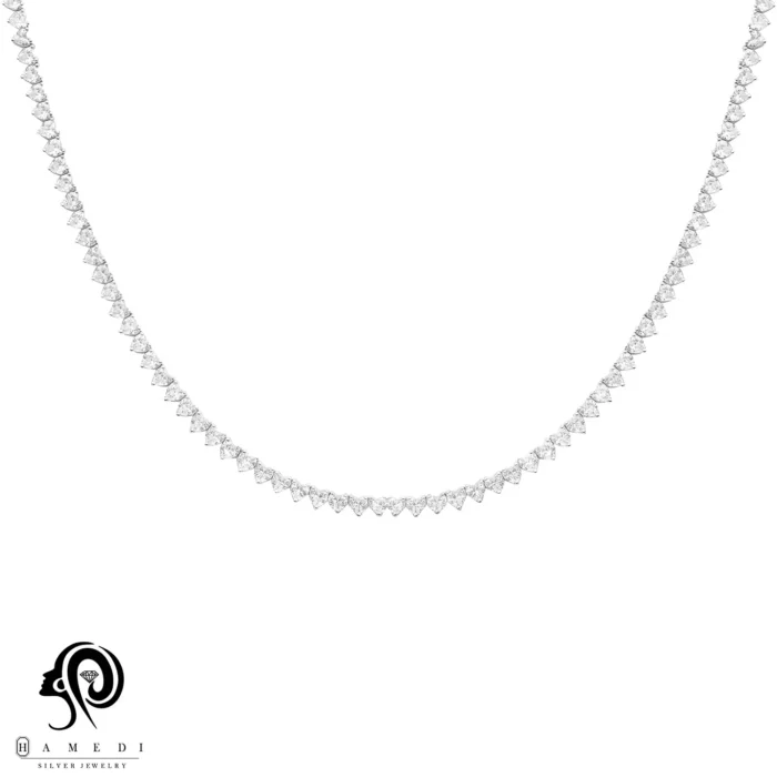 گردنبند نقره زنانه تنیسی قلبی مدل KE J1