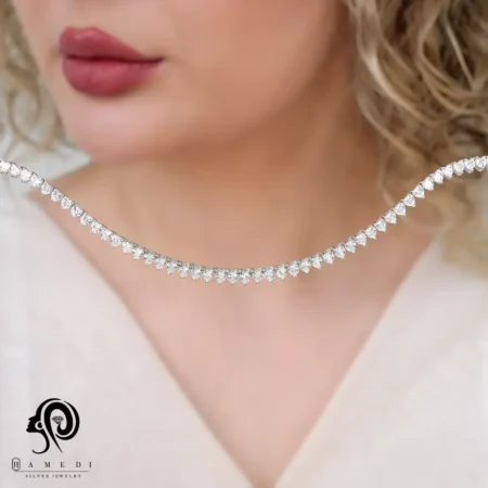 گردنبند نقره زنانه تنیسی قلبی مدل KE J1