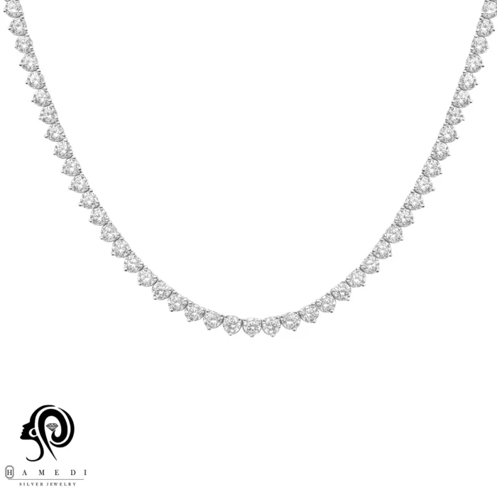 گردنبند نقره زنانه تنیسی سایز نگین 3 مدل KE R6
