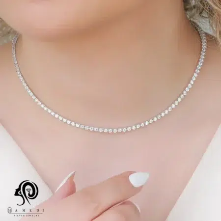گردنبند نقره زنانه تنیسی سایز نگین 2.5 مدل KE R7
