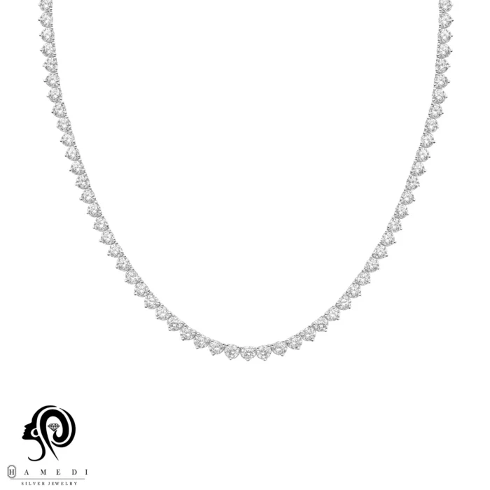 گردنبند نقره زنانه تنیسی سایز نگین 2.5 مدل KE R7