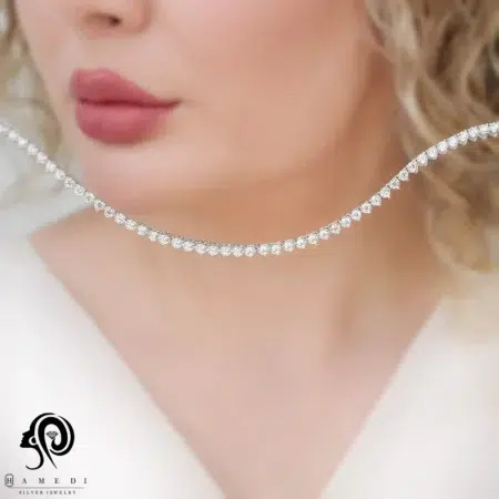 گردنبند نقره زنانه تنیسی سایز نگین 2.5 مدل KE R7