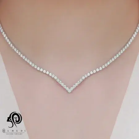 گردنبند نقره زنانه تنیسی سایز نگین 2.5 مدل KE R8