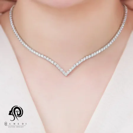 گردنبند نقره زنانه تنیسی سایز نگین 3 مدل KE R9