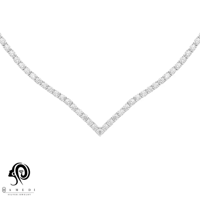 گردنبند نقره زنانه تنیسی سایز نگین 3 مدل KE R9