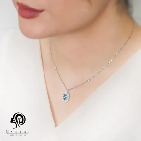 گردنبند نقره زنانه نگین رنگی مدل ME R33