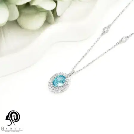 گردنبند نقره زنانه نگین رنگی مدل ME R33