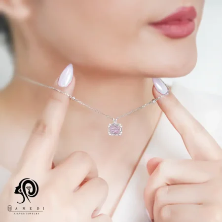 گردنبند نقره زنانه نگین رنگی مدل ME R35