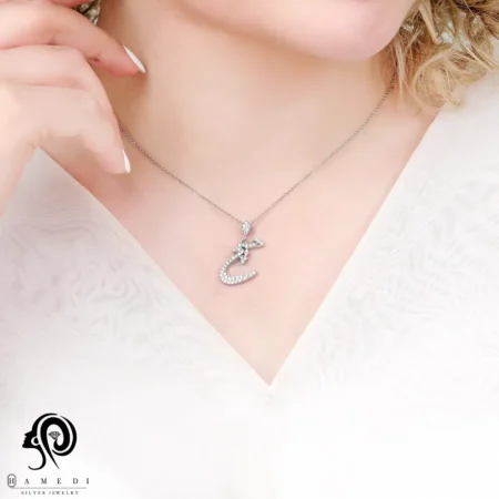 گردنبند نقره زنانه نوشته هیچ مدل MI B67