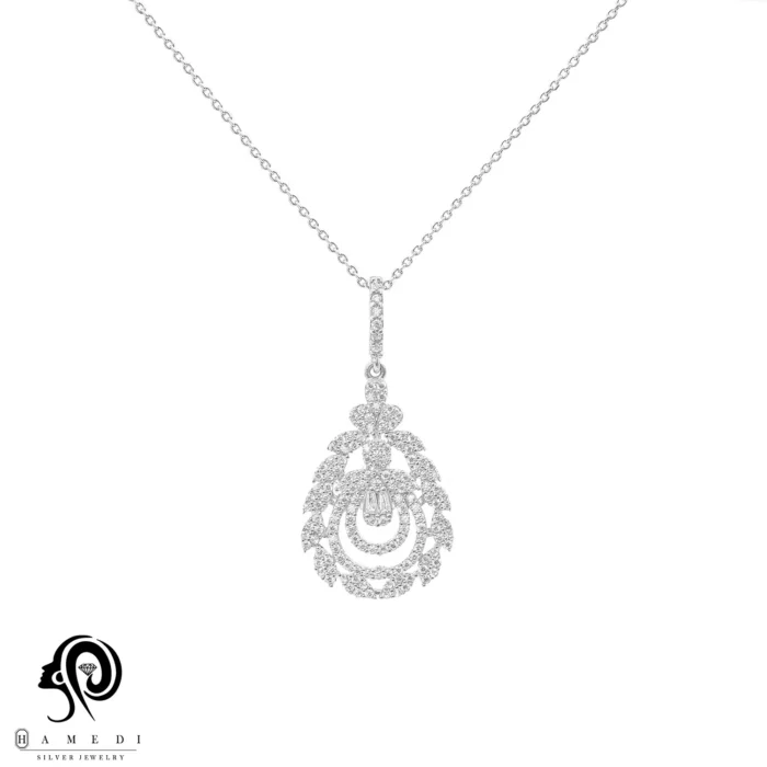 گردنبند نقره زنانه مجلسی جواهری مدل MI F11