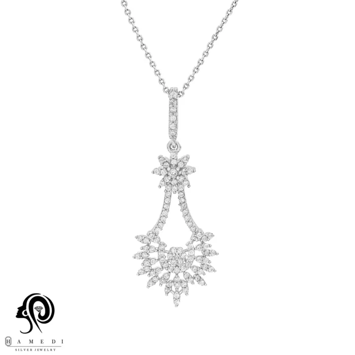گردنبند نقره زنانه جواهری فلاور مدل MI F13