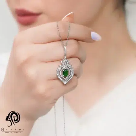 گردنبند نقره زنانه مجلسی جواهری مدل MI R25
