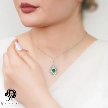 گردنبند نقره زنانه مجلسی جواهری مدل MI R25