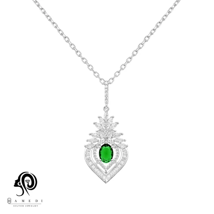 گردنبند نقره زنانه مجلسی جواهری مدل MI R25