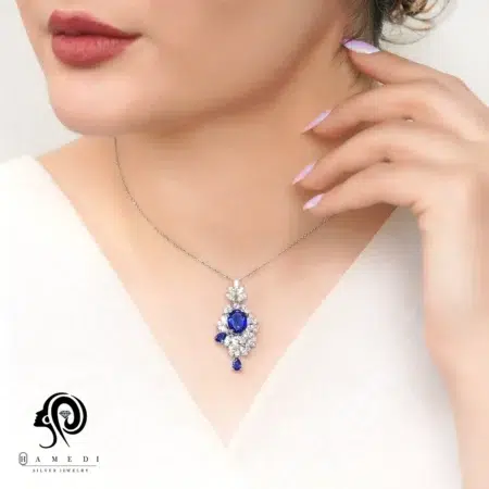 گردنبند نقره زنانه مجلسی جواهری مدل MIL R5