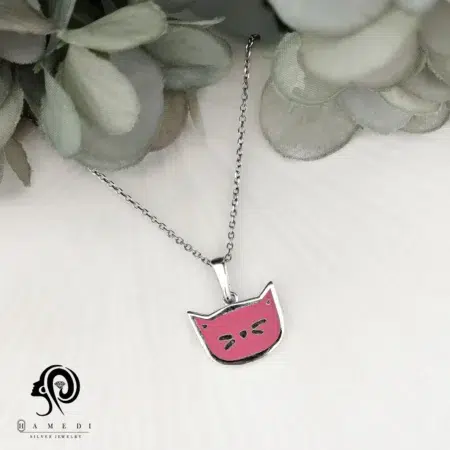 مدال نقره زنانه دلفین صورتی مدل MIM T6
