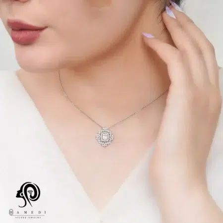 نیم ست نقره زنانه مجلسی جواهری مدل NE D4