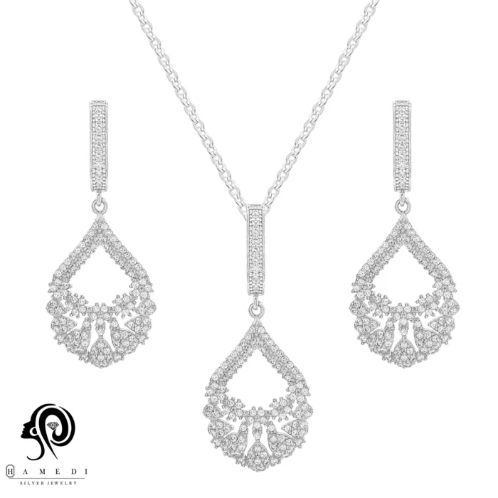 نیم ست نقره زنانه مجلسی شیک مدل NI B37