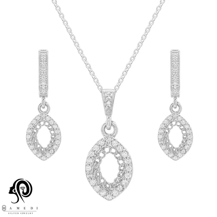 نیم ست نقره زنانه مجلسی جواهری مدل NI B77