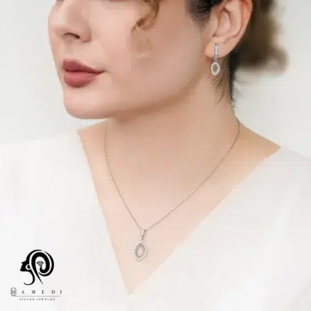 نیم ست نقره زنانه مجلسی جواهری مدل NI B77