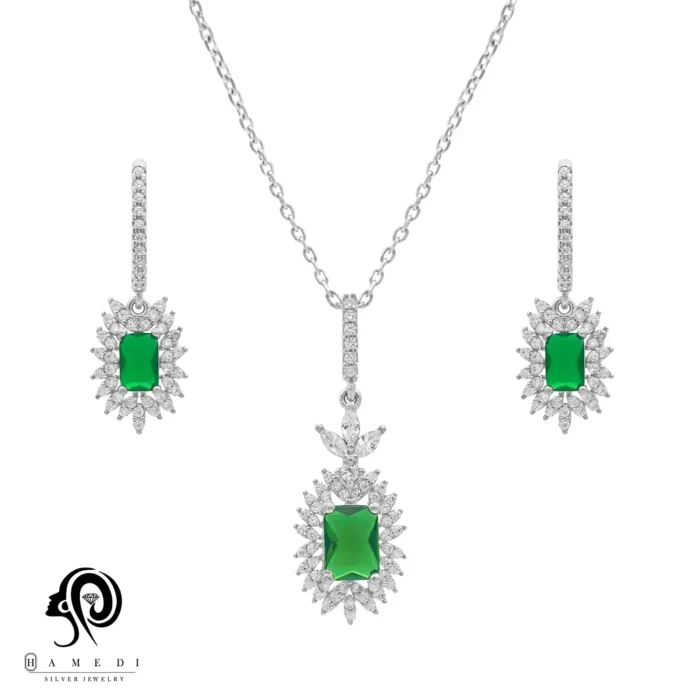 نیم ست زنانه نقره جواهری مدل NI R47