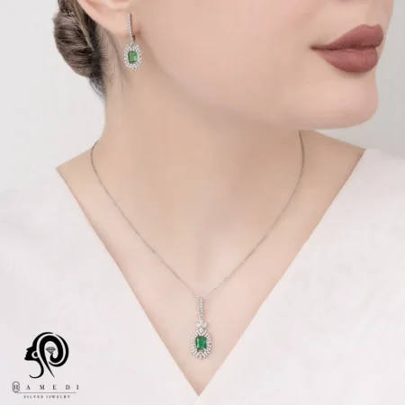 نیم ست زنانه نقره جواهری مدل NI R47