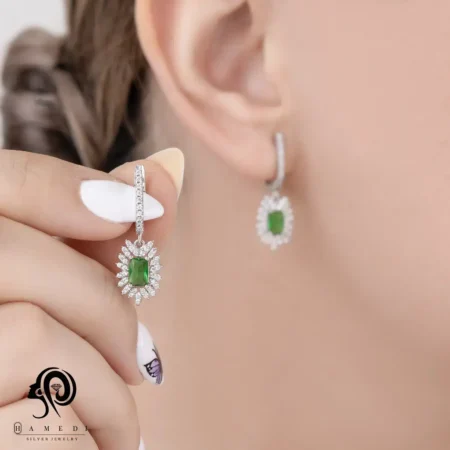 نیم ست زنانه نقره جواهری مدل NI R47