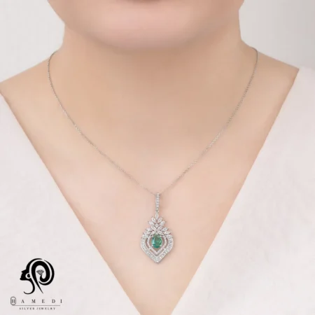نیم ست زنانه نقره جواهری مدل NI R63