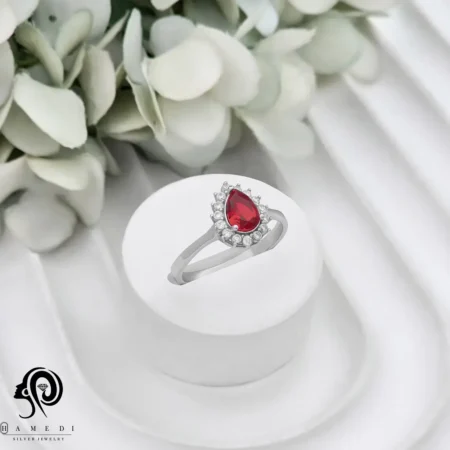 انگشتر نقره زنانه نگین رنگی مدل RI R114
