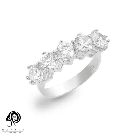 انگشتر نقره زنانه پنج تخمه مدل RI R160