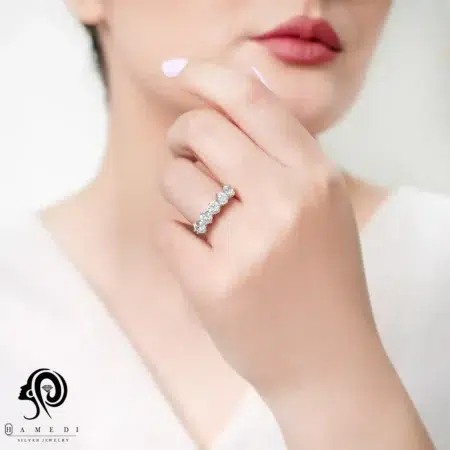 انگشتر نقره زنانه پنج تخمه مدل RI R160