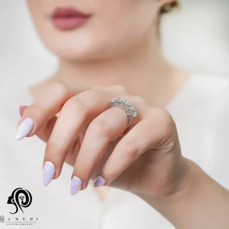 انگشتر نقره زنانه پنج تخمه مدل RI R160