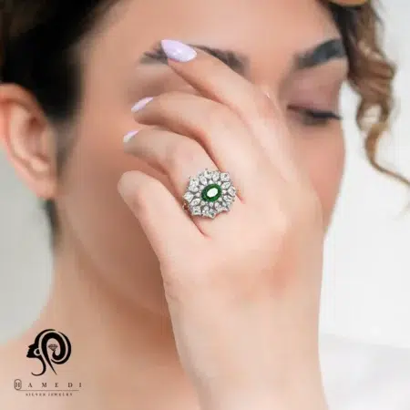 انگشتر نقره زنانه مجلسی جواهری مدل RI R191