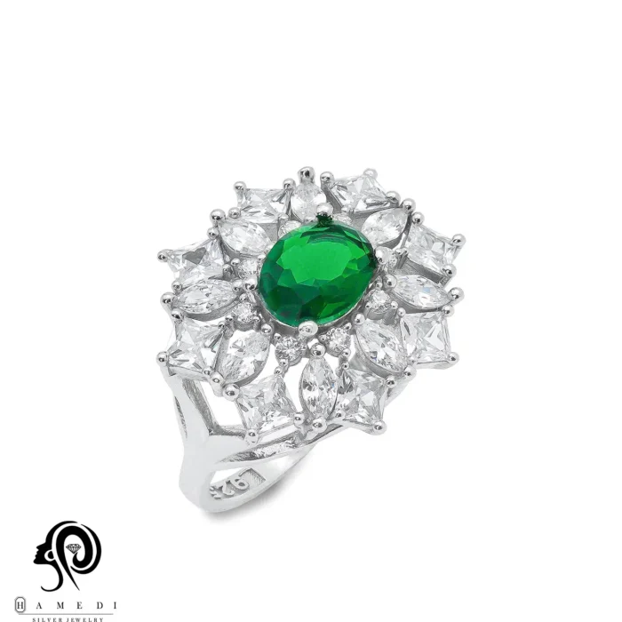 انگشتر نقره زنانه مجلسی جواهری مدل RI R191