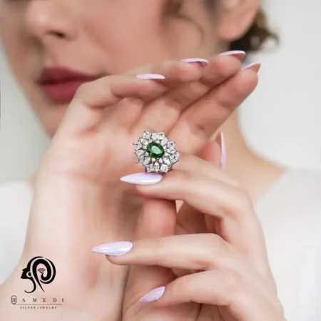 انگشتر نقره زنانه مجلسی جواهری مدل RI R191