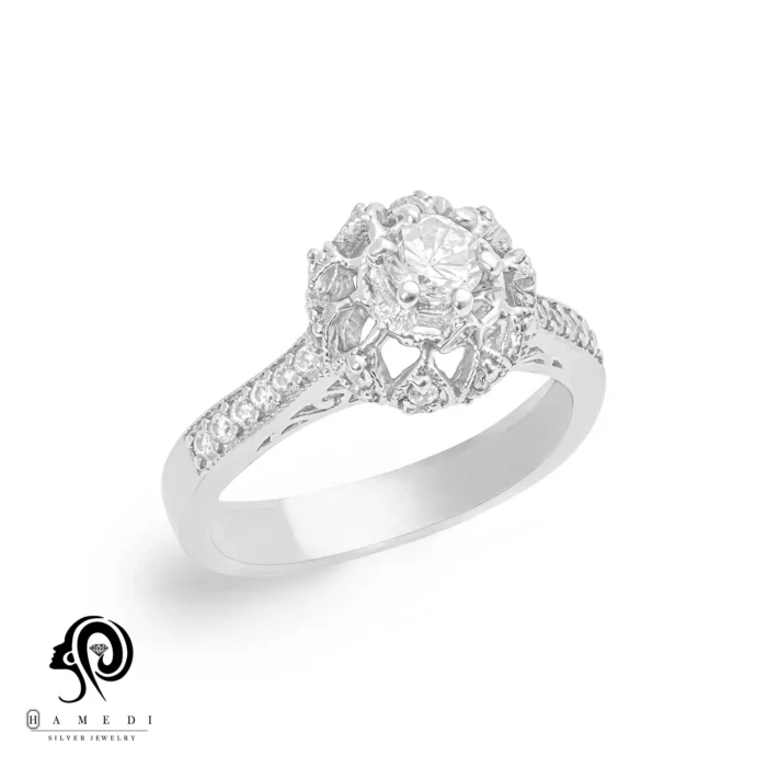 انگشتر نقره زنانه مجلسی جواهری مدل RI R192