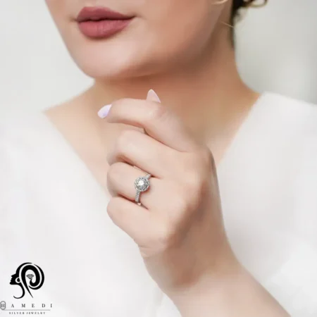 انگشتر نقره زنانه مجلسی جواهری مدل RI R192