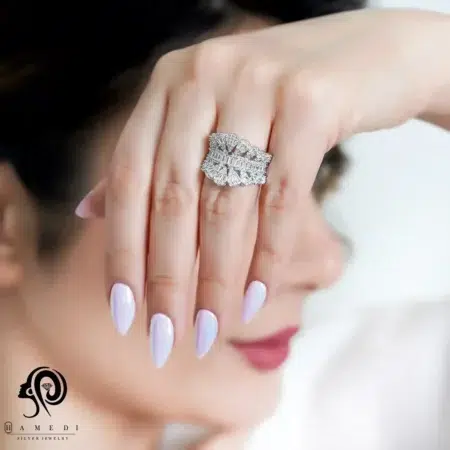 انگشتر نقره زنانه مجلسی جواهری مدل RI S19