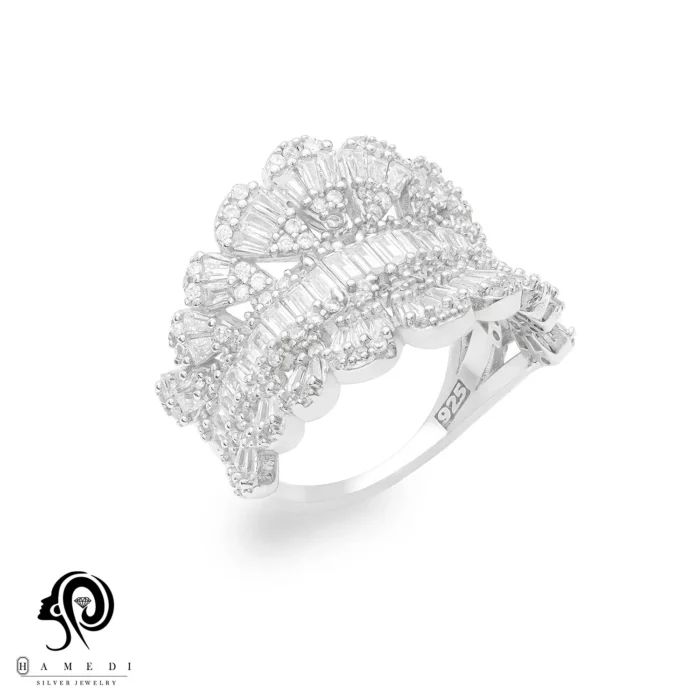 انگشتر نقره زنانه مجلسی جواهری مدل RI S19