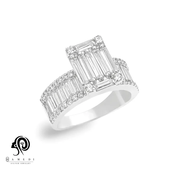 انگشتر نقره زنانه مجلسی جواهری مدل RIL E20