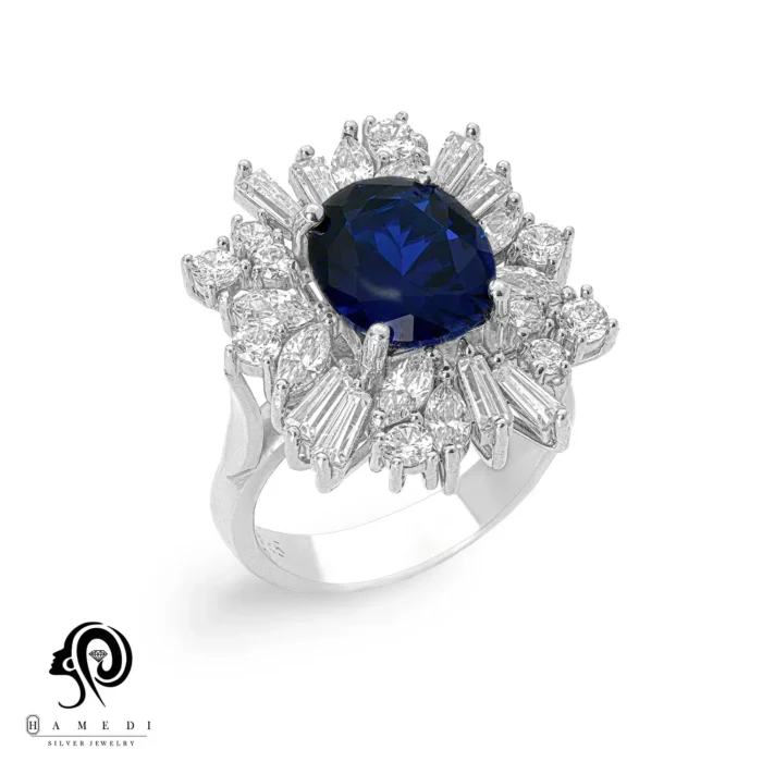 انگشتر نقره زنانه لوکس کبود مدل RIL R6