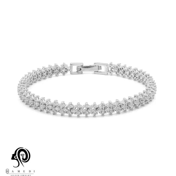 دستبند نقره زنانه مجلسی جواهری مدل BI B1